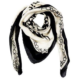 Cotton scarf tribal style black beige ornament 100x100cm light neckerchief square scarf scarf