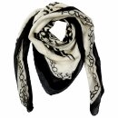 Cotton scarf tribal style black beige ornament 100x100cm...