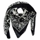 Cotton scarf skull pirate tendrils black white 100x100cm...