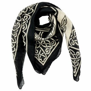 Cotton scarf pentagram celtic pattern black beige 100x100cm light neckerchief square scarf scarf