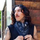 Bandana scarf skeleton skulls anthracite white square headscarf neckerchief