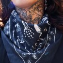 Bandana scarf skeleton skulls anthracite white square headscarf neckerchief