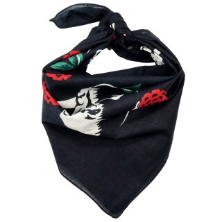 Bandana Tuch Totenkopf Rose anthrazit weiß rot grün quadratisches Kopftuch Halstuch