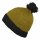 Wollmütze mit Bommel - grün - schwarz - warme Strickmütze - Bommelmütze