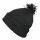 Wollmütze mit Bommel - schwarz - warme Strickmütze - Bommelmütze