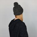 Wollmütze mit Bommel - dunkelgrau - warme Strickmütze - Bommelmütze