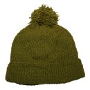 Woolen hat with bobble - olive green - Knit cap with pop pom