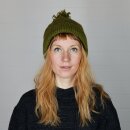 Woolen hat with bobble - olive green - Knit cap with pop pom