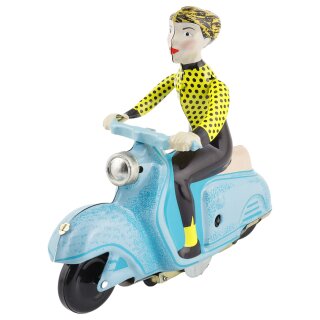 Blechspielzeug Scooter Girl blau-hellblau Mädchen auf Motorroller Roller