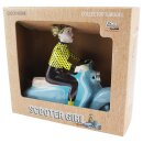 Blechspielzeug Scooter Girl blau-hellblau Mädchen auf Motorroller Roller