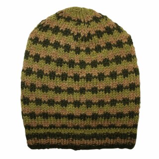 Oversize Wollmütze - grün - braun - warme Strickmütze - Longsize Mütze