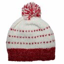 Woolen hat with bobble and stripes pattern - white -...