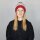 Woolen hat with bobble and stripes pattern - white - red-rosa - Knit cap with pop pom