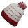 Woolen hat with bobble and stripes pattern - white - red-rosa - Knit cap with pop pom