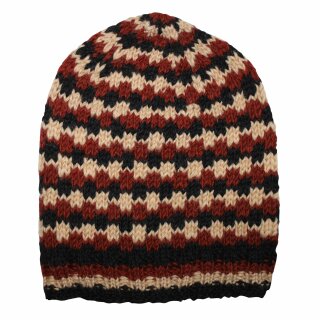 Oversize Wollmütze - schwarz - rot - beige - warme Strickmütze - Longsize Mütze