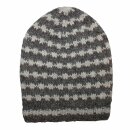Oversize Wollmütze - grau - weiß - warme Strickmütze - Longsize Mütze