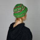 Striped woolen hat - green - red-white - Knit cap