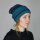 Striped Woolen hat - light blue - dark blue-red - Knit cap
