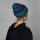 Striped Woolen hat - light blue - dark blue-red - Knit cap