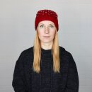 Wollmütze mit Muster - rot - weiß - warme Strickmütze