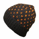 Wollmütze mit Muster - braun - orange - warme Strickmütze