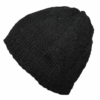 Wollmütze - schwarz - warme Strickmütze