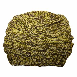 Wollmütze - gelb-braun - warme Strickmütze