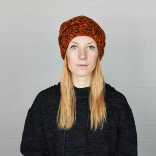 Wollmütze - orange - braun - warme Strickmütze