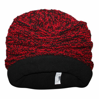 Wollmütze - rot - schwarz - warme Strickmütze
