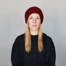 Wollmütze - rot - schwarz - warme Strickmütze