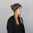 Oversize Wollmütze - grau - mehrfarbig - warme Strickmütze - Longsize Mütze