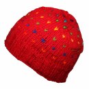 Wollmütze mit Muster - rot - mehrfarbig - warme Strickmütze