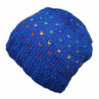 Wollmütze mit Muster - blau - mehrfarbig - warme Strickmütze