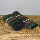 Armstulpen aus Wolle - Strickstulpen - oliv-grün mit Streifen - Pulswärmer mit Fleece