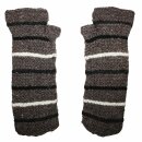 Gauntlets from wool - grey with stripes