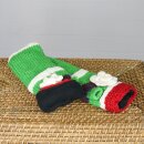 Woolen arm warmers - Knitted arm warmers - Green with flower and stripes - Fleece arm warmers