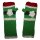 Woolen arm warmers - Knitted arm warmers - Green with flower and stripes - Fleece arm warmers