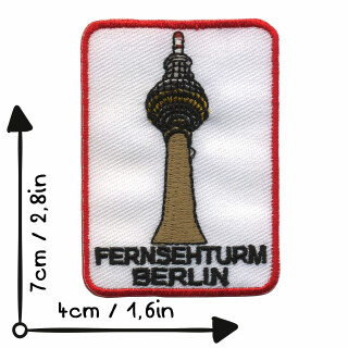 Aufnäher - Fernsehturm Berlin - 7 cm weiß - Patch