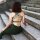 Crop Top - cross straps - Batik - Bamboo
