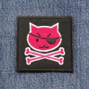 Aufnäher - Piratenkatze - schwarz-pink - Patch
