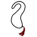 Prayer chain chain dark brown bone beads with bobble red...