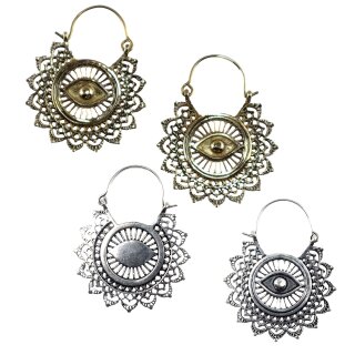 Ohrringe Metall Muster17 Auge in Ornamentik Hängeohrringe Modeschmuck Boho Ethno