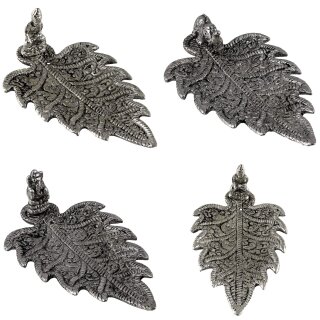 Räucherstäbchenhalter Figur Metall silber Blatt lang Aufsatz Räucherkegelhalter