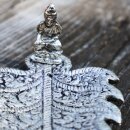 Räucherstäbchenhalter Figur Metall silber Blatt lang Aufsatz Räucherkegelhalter