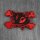Patch - Cats Head with bones - black-red left
