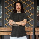 Cotton shirt Dilip black short sleeve washed look t-shirt top