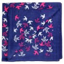 Bandana Tuch navyblau Schwalben pink weiß quadratisches Kopftuch