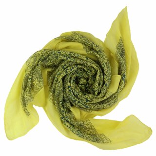 Baumwolltuch - Indisches Muster 1 - gelb - quadratisches Tuch