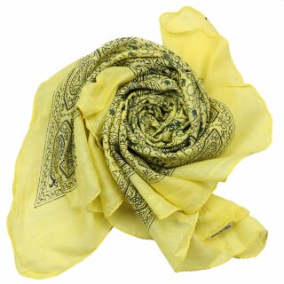 Baumwolltuch - Indisches Muster 1 - gelb - hellgelb - quadratisches Tuch