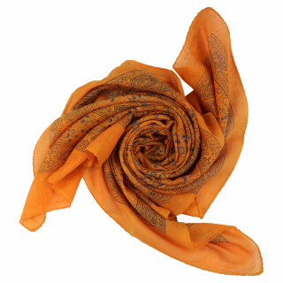 Baumwolltuch - Indisches Muster 1 - orange - quadratisches Tuch